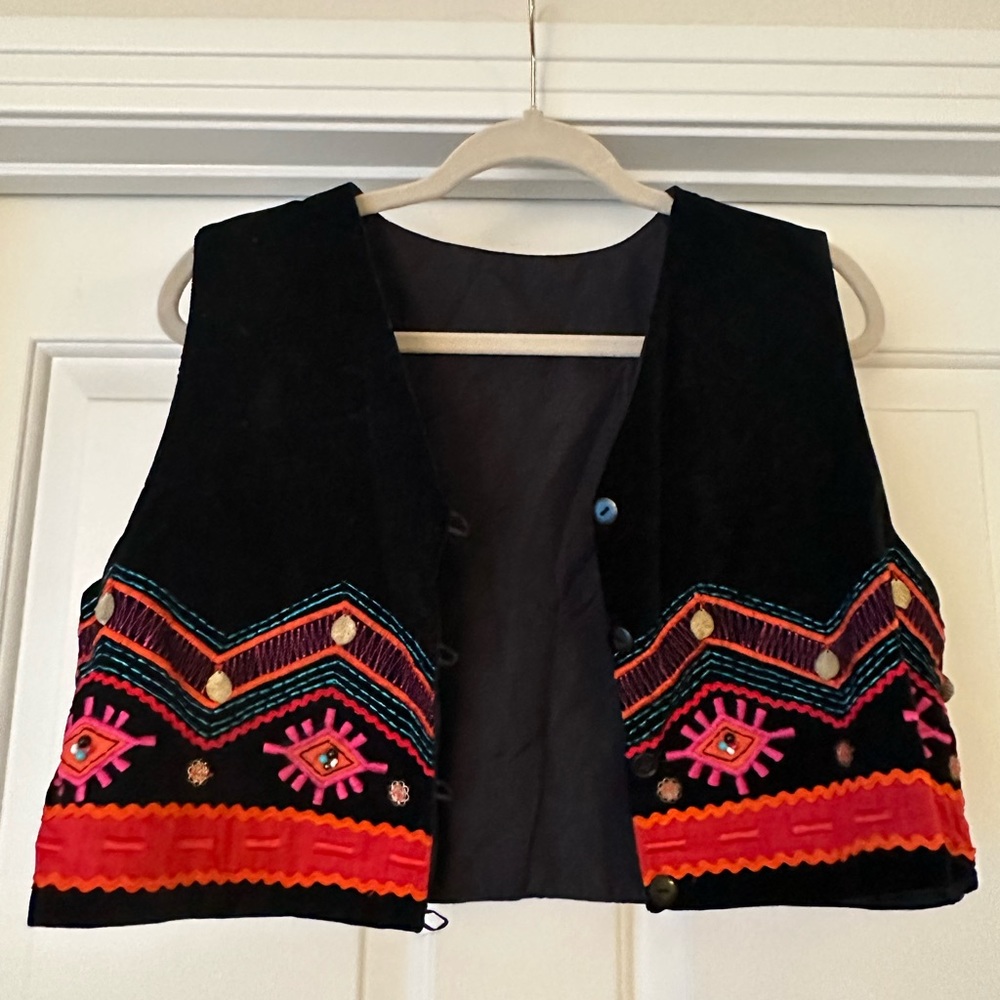 Vintage embellished vest - suede